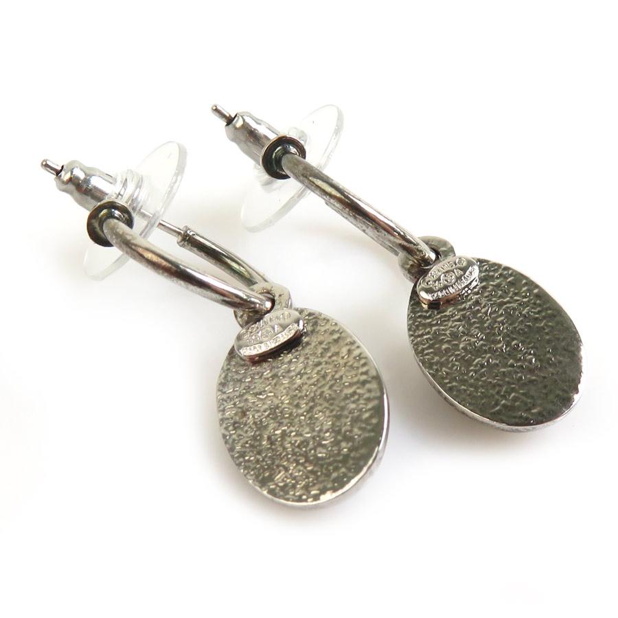 美品 シャネル COCOマークピアス メタル&ストラスシルバー 両耳 待望の再入荷！！】CHANEL ピアス メタル&ストラス ココマーク (CHANEL