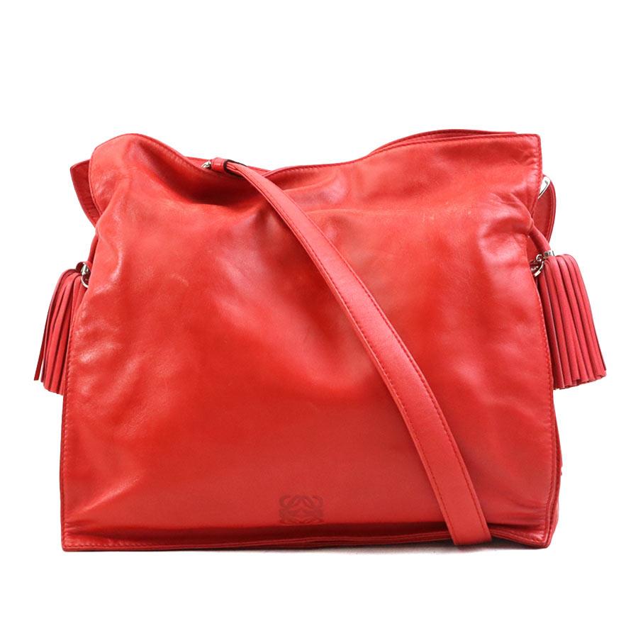 LOEWE　フラメンコ 赤 レザー ショルダーバッグ LOEWE ロエベ 斜め掛けショルダーバッグ フラメンコ レザー