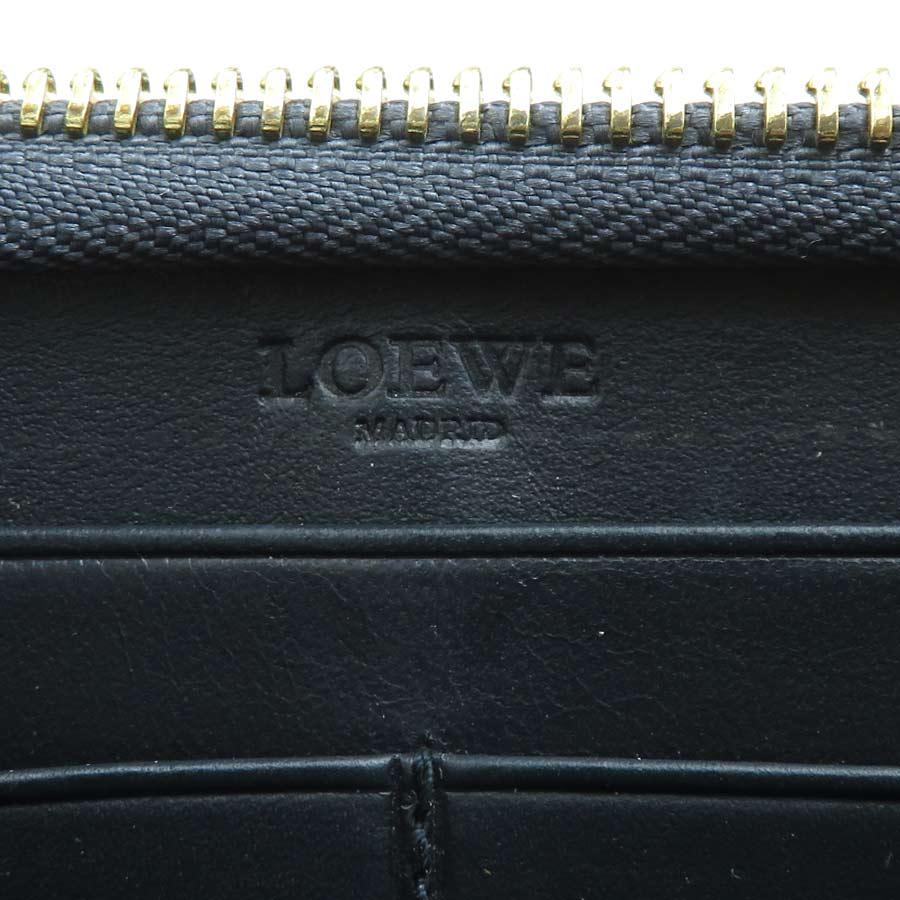 LOEWE（ロエベ） ラウンドファスナー長財布 アナグラム レザー グレー