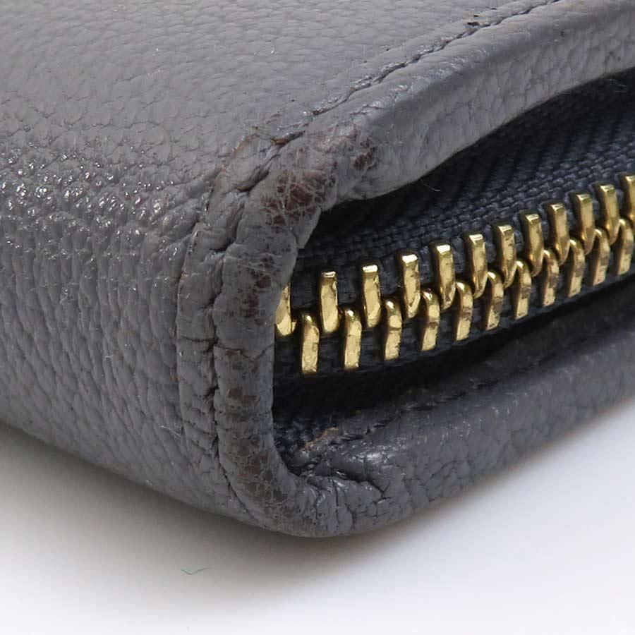 LOEWE（ロエベ） ラウンドファスナー長財布 アナグラム レザー グレー