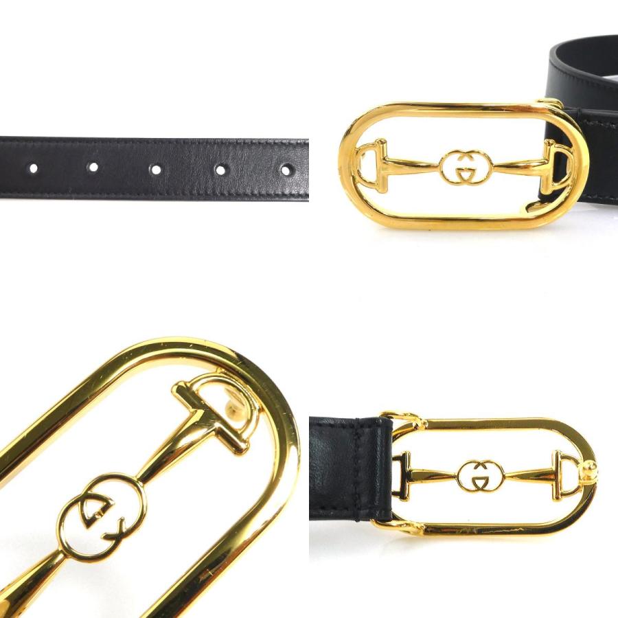 GUCCIグッチ ベルト ゴールド ブラック　レディース GUCCI グッチ ベルト レザー/メタル ブラック/ゴールド