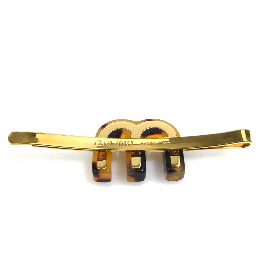 miu miu（ミュウミュウ） ヘアピン メタル/アクリル ゴールド/ブラウン