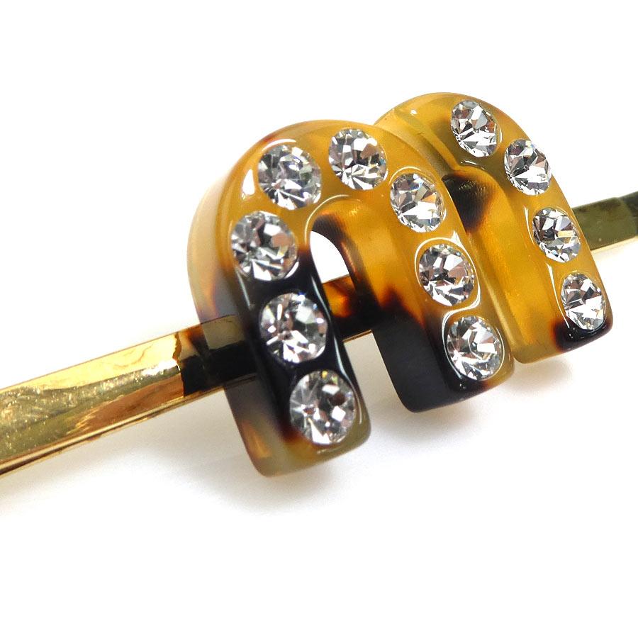 miu miu（ミュウミュウ） ヘアピン メタル/アクリル ゴールド/ブラウン