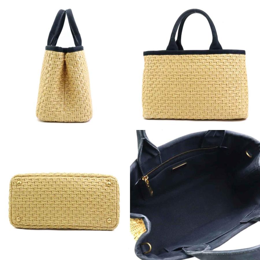 【美品】プラダ PRADA かごバッグ ベージュ/ブラック　値下げ不可 PRADA プラダ ハンドバッグ ショルダーバッグ かごバッグ