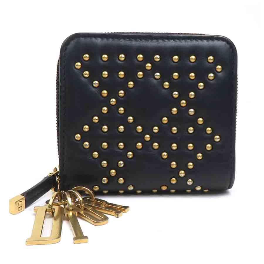 クリスチャンディオール Christian Dior 二つ折り財布 レザー/メタル