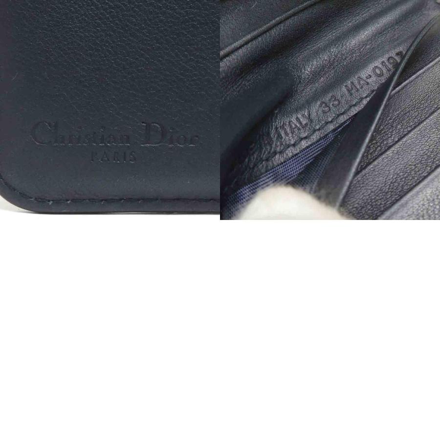 クリスチャンディオール Christian Dior 二つ折り財布 レザー/メタル