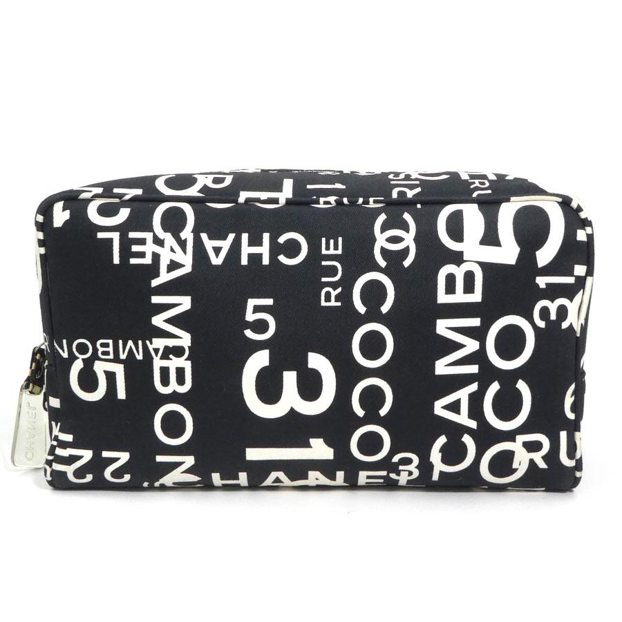 CHANEL シャネル バイシー ポーチ ブラック/オフホワイト 14054 レディース【中古】 e60936g CHANEL（シャネル） ポーチ バイシー キャンバス ブラック/オフ