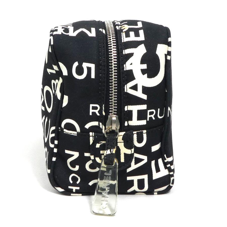 【美品】CHANEL ブラック ポーチ CHANEL（シャネル） ポーチ バイシー キャンバス ブラック/オフ