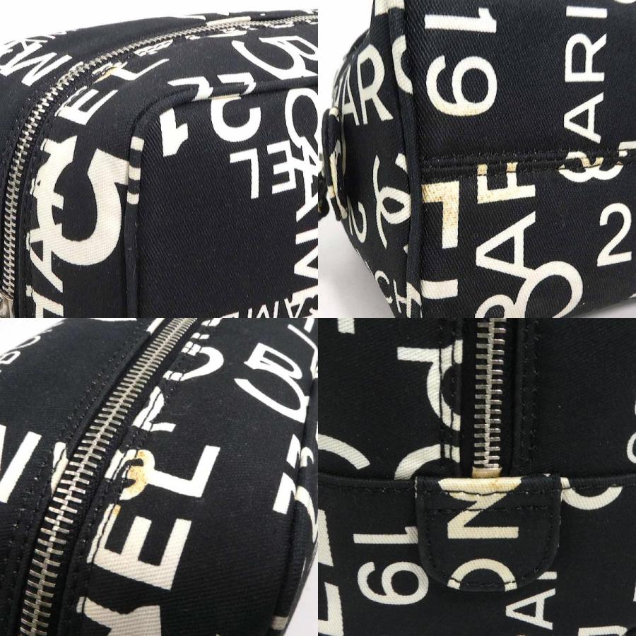 CHANEL シャネル ポーチ バイシー キャンバス ブラック/オフホワイト  