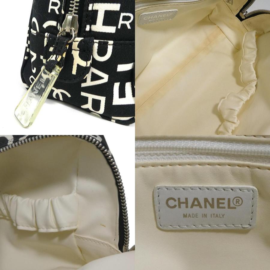 CHANEL シャネル ポーチ バイシー キャンバス ブラック/オフホワイト  