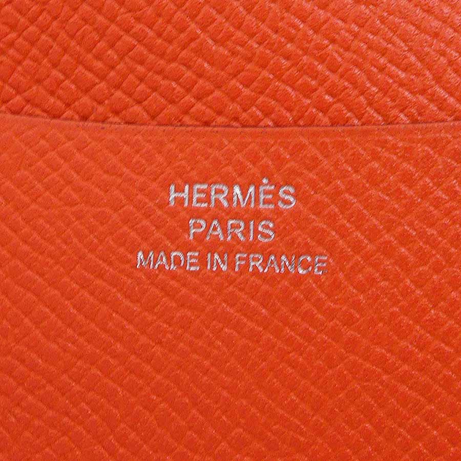 HERMES（エルメス） 手帳カバー レザー グレー/レッドオレンジ