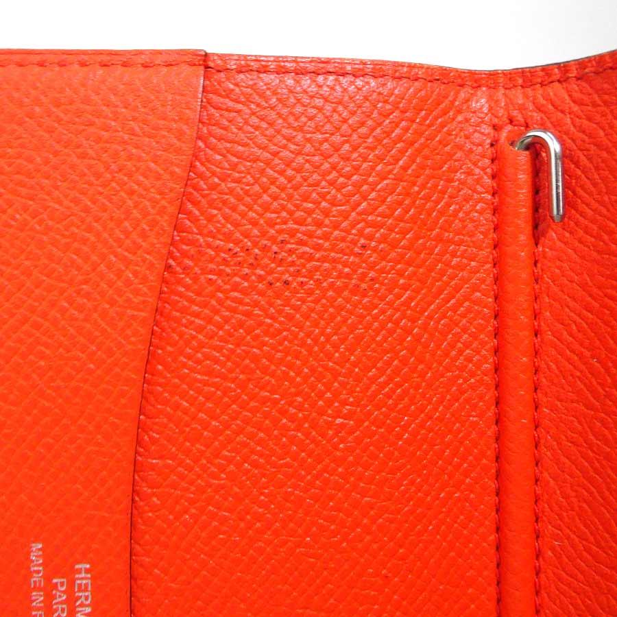 HERMES（エルメス） 手帳カバー レザー グレー/レッドオレンジ