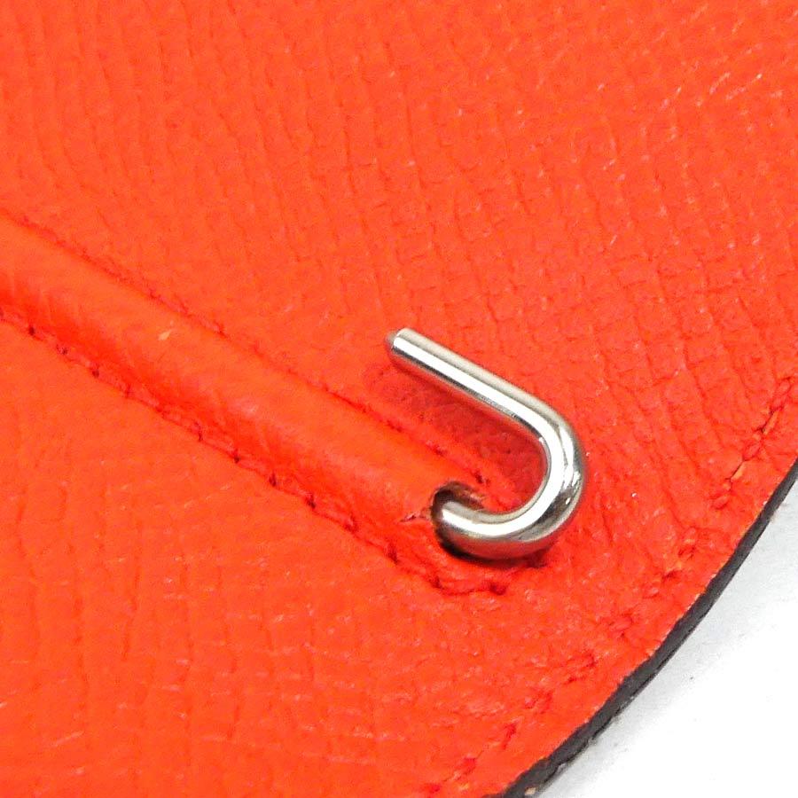 HERMES（エルメス） 手帳カバー レザー グレー/レッドオレンジ