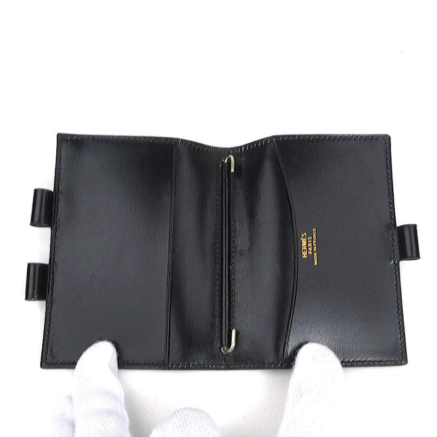 エルメス HERMES 手帳カバー レザー ブラックの画像