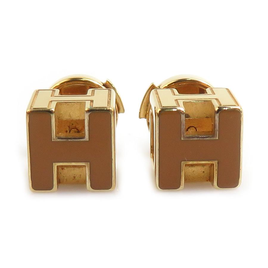 HERMES（エルメス） ピアス Hキューブ メタル/エナメル ゴールド