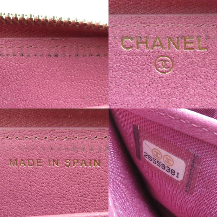 CHANEL（シャネル） ラウンドファスナー長財布 レザー ピンク