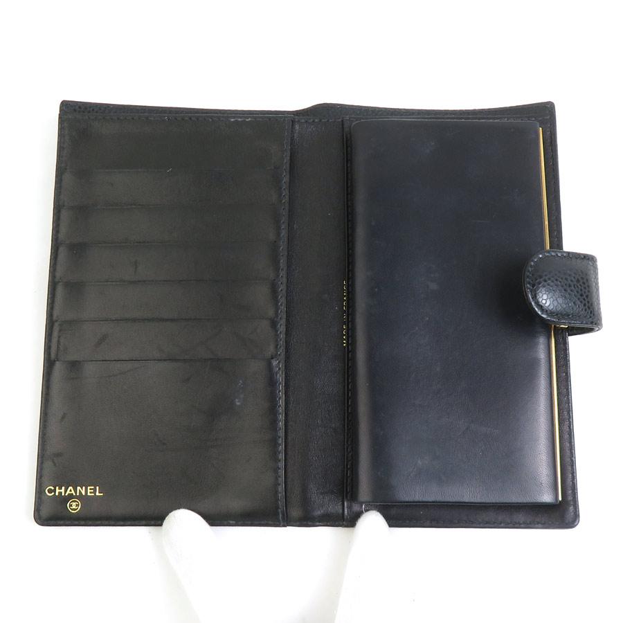 CHANEL シャネル 二つ折り財布 キャビアスキンレザー ブラック