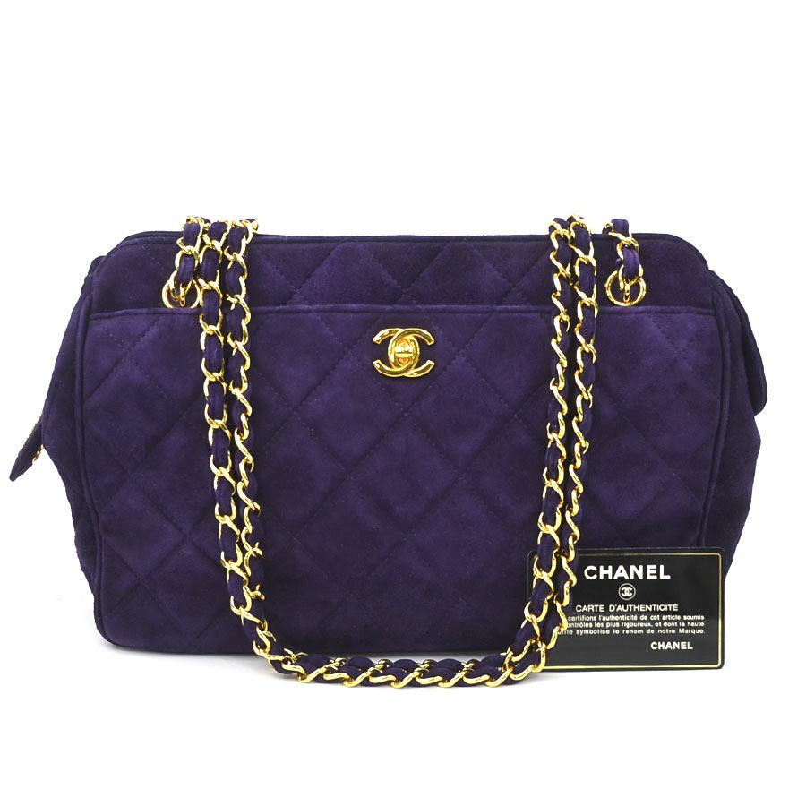 シャネル CHANEL ショルダーバッグ スエード/メタル パープル/ゴールド レディース 送料無料【中古】 e61094g CHANEL（シャネル） ショルダーバッグ スエード/メタル パープル