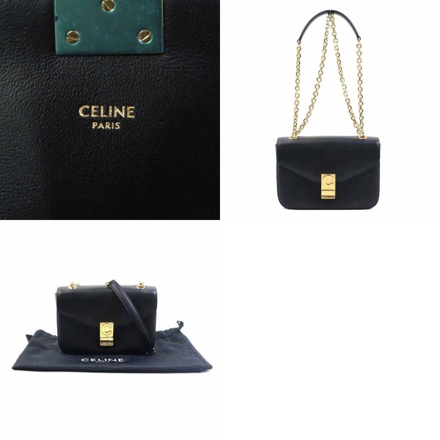 CELINE セリーヌ Small C Bag ショルダーバッグ ブラック/ゴールド 14054 レディース【中古】 e61112a CELINE（セリーヌ） ショルダーバッグ Small C Bag レザー/メタル