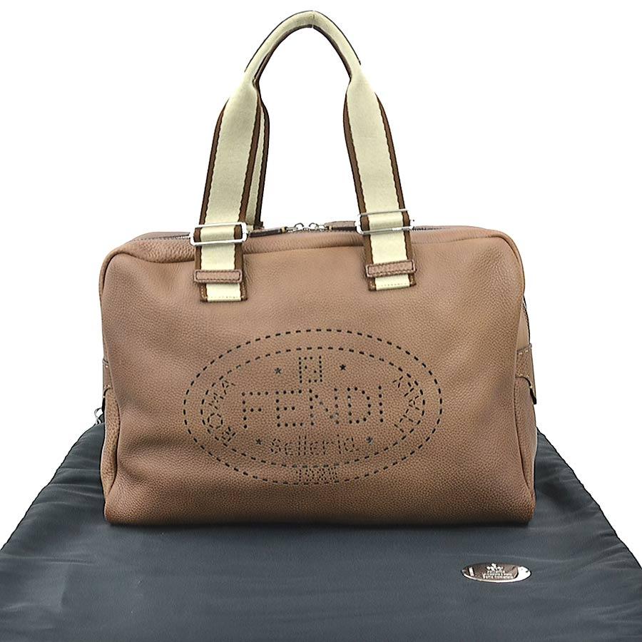 フェンディ FENDI ハンドバッグ セレリア レザー/キャンバス ブラウン