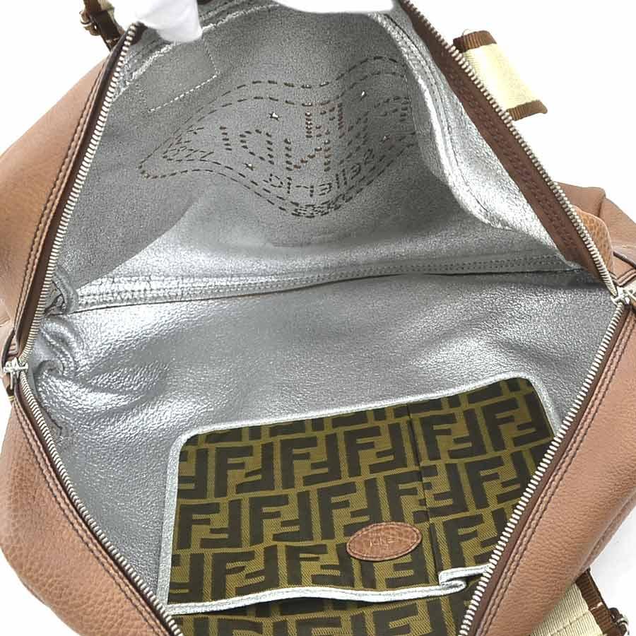 フェンディ FENDI ハンドバッグ セレリア レザー/キャンバス ブラウン