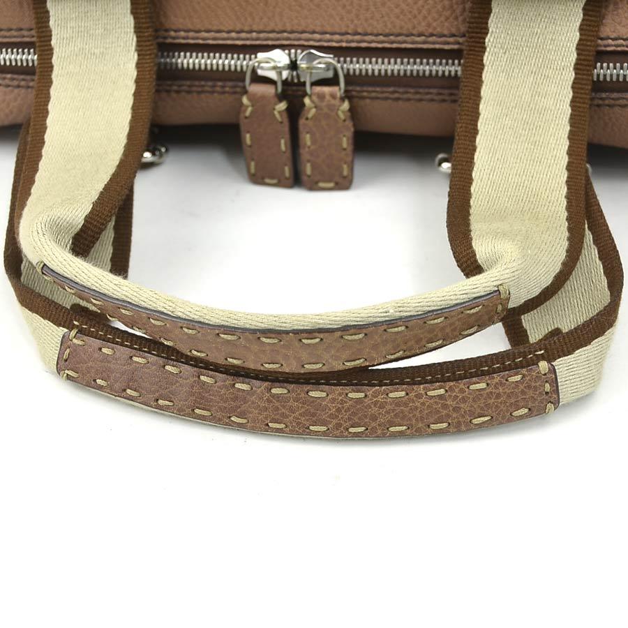 フェンディ FENDI ハンドバッグ セレリア レザー/キャンバス ブラウン