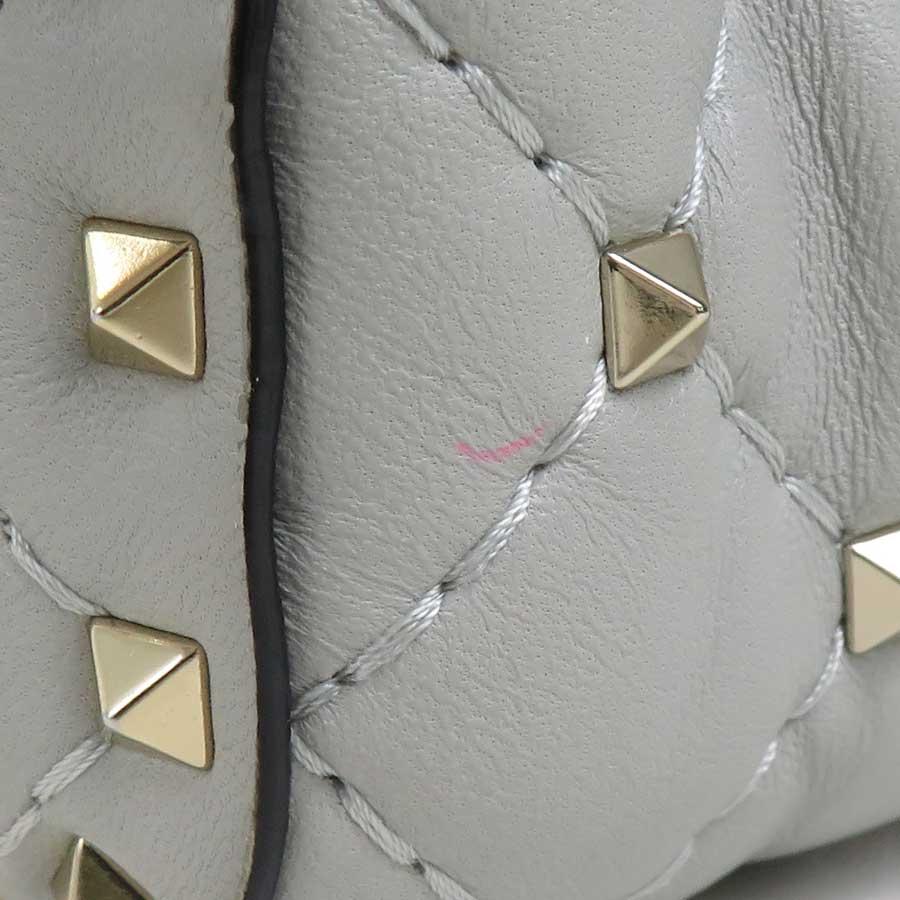 ヴァレンティノ ガラヴァーニ Valentino Garavani ハンドバッグ ショルダーバッグ ロックスタッズ レザー/メタル ライトグレー/ライトゴールド
