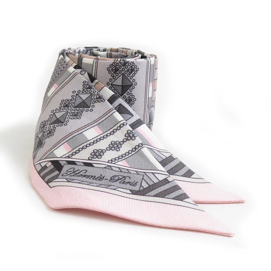 HERMES（エルメス） スカーフ ツイリー シルク ピンク/グレー