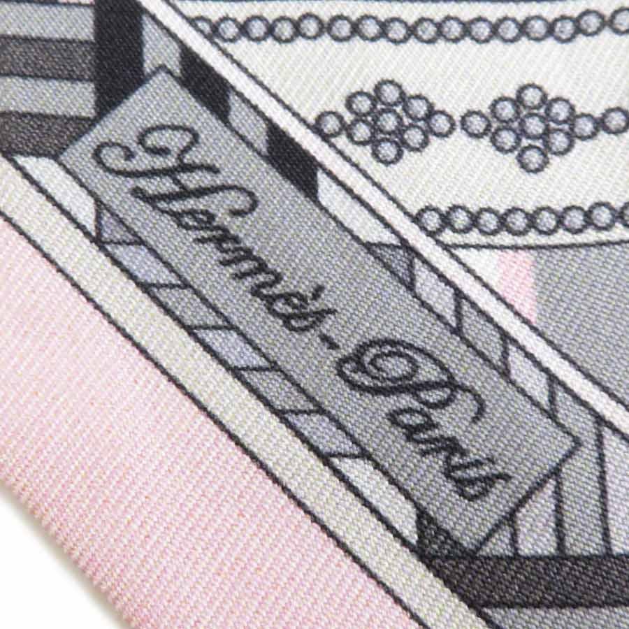 HERMES（エルメス） スカーフ ツイリー シルク ピンク/グレー