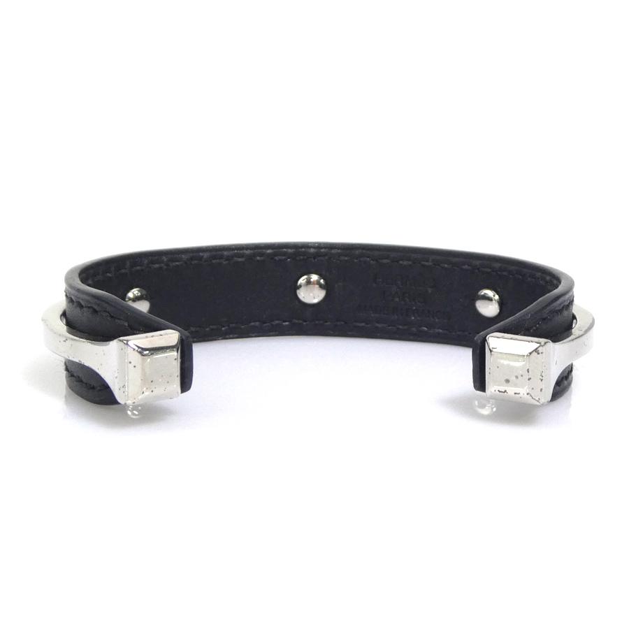 HERMES バングル レザー HERMES（エルメス） バングル ブレスレット レザー/メタル ブラック