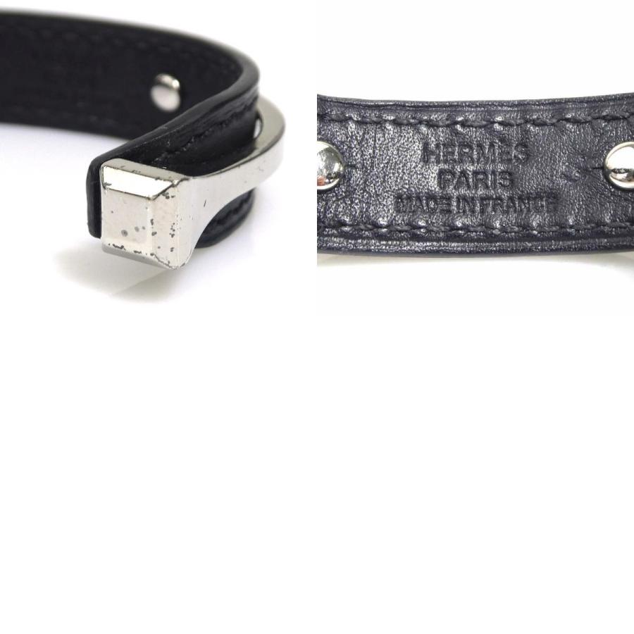 HERMES（エルメス） バングル ブレスレット レザー/メタル ブラック