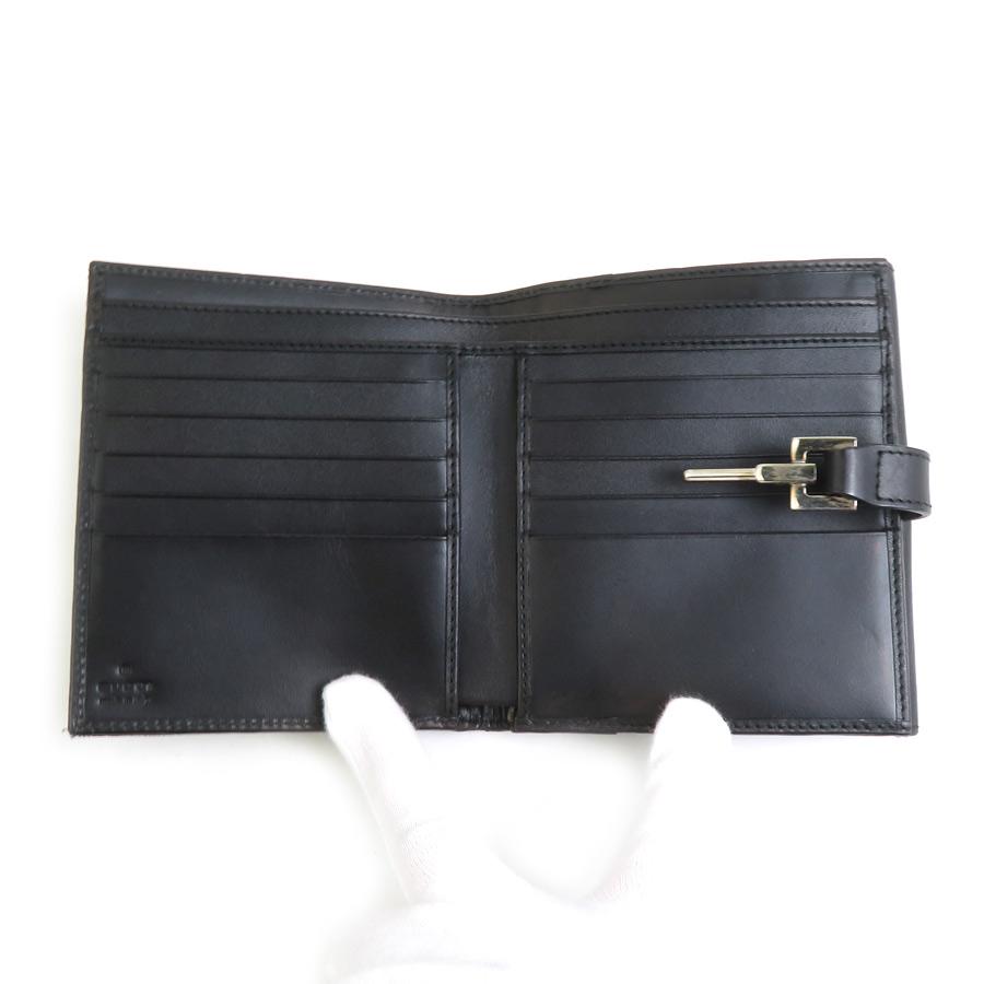 GUCCI グッチ　二つ折り　財布　レザー　ジャッキー　黒　折りたたみ　格安 GUCCI（グッチ） 二つ折り財布 ジャッキー GGキャンバス/レザー
