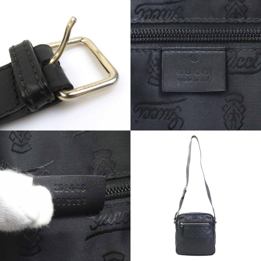【美品】グッチ GG シマレザー ショルダーバッグ 黒 斜め掛け ロゴ型押し GUCCI（グッチ） 斜め掛けショルダーバッグ グッチシマ レザー