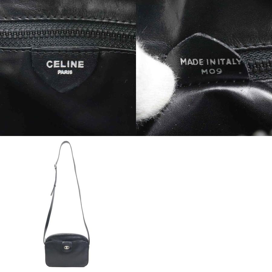 CELINE ブラックレザーショルダーバッグ CELINE（セリーヌ） ショルダーバッグ レザー ブラック : ブランド