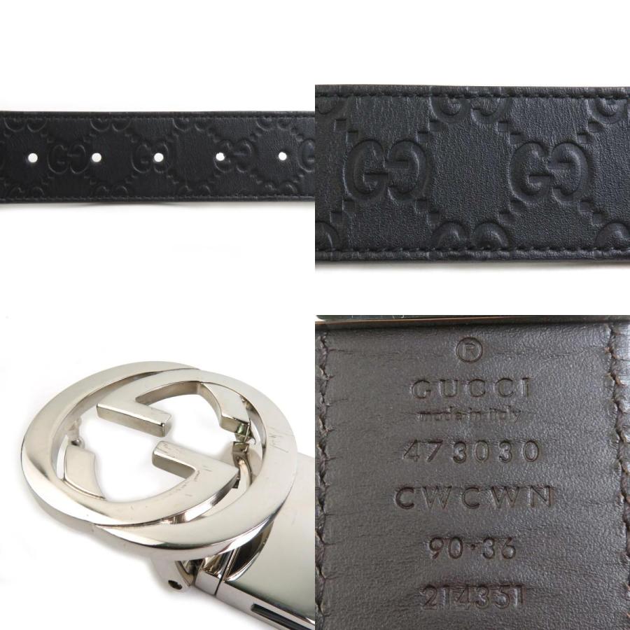 GUCCI（グッチ） ベルト グッチシマ レザー/メタル ブラック/シルバー