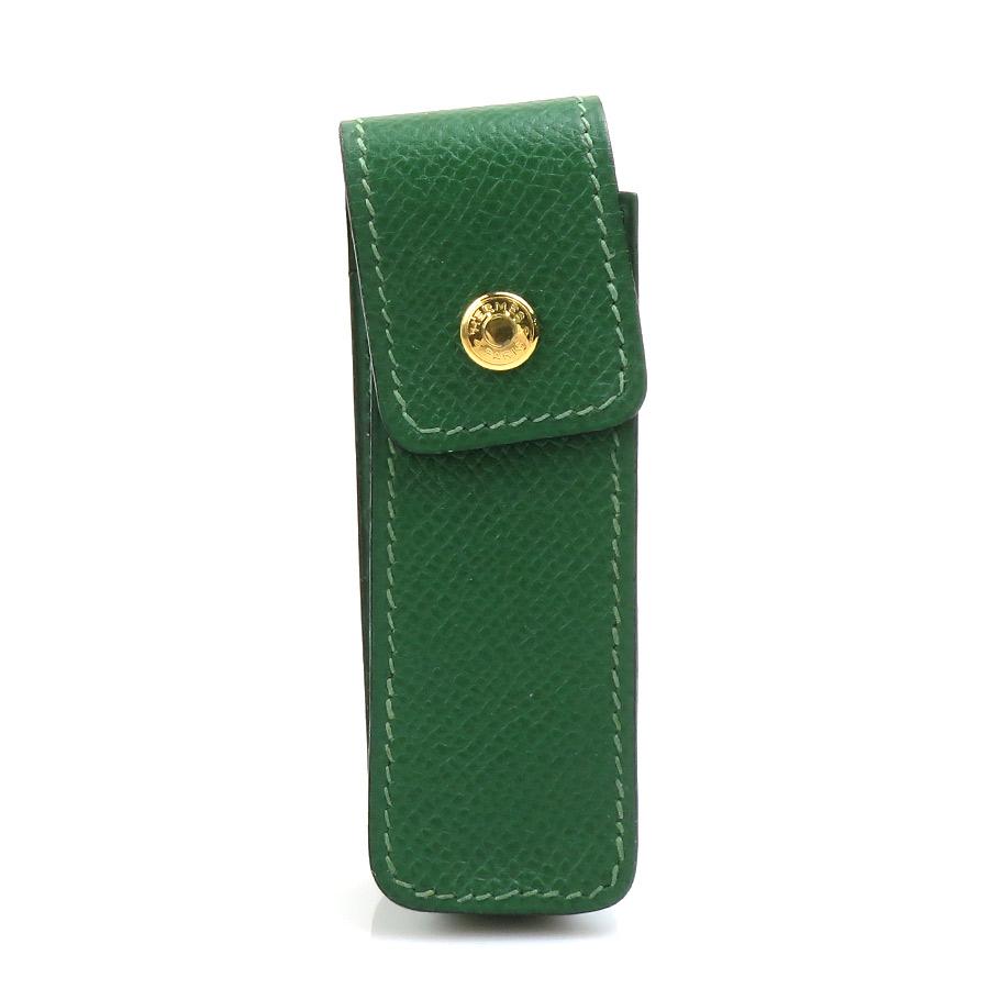 HERMES（エルメス） リップケース ガムケース レザー グリーン