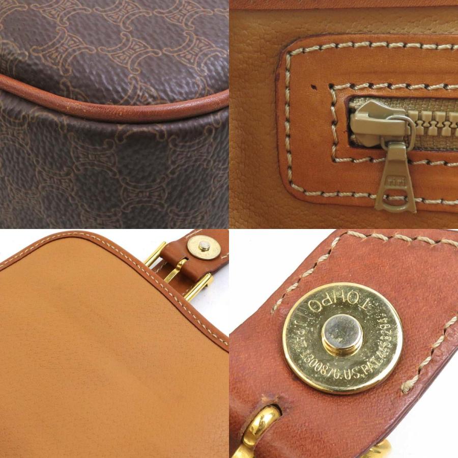 CELINE ショルダーバッグ マカダム 定番 レザー シンプル ゴールド 馬具 セリーヌ ショルダーバッグ マカダム 金具