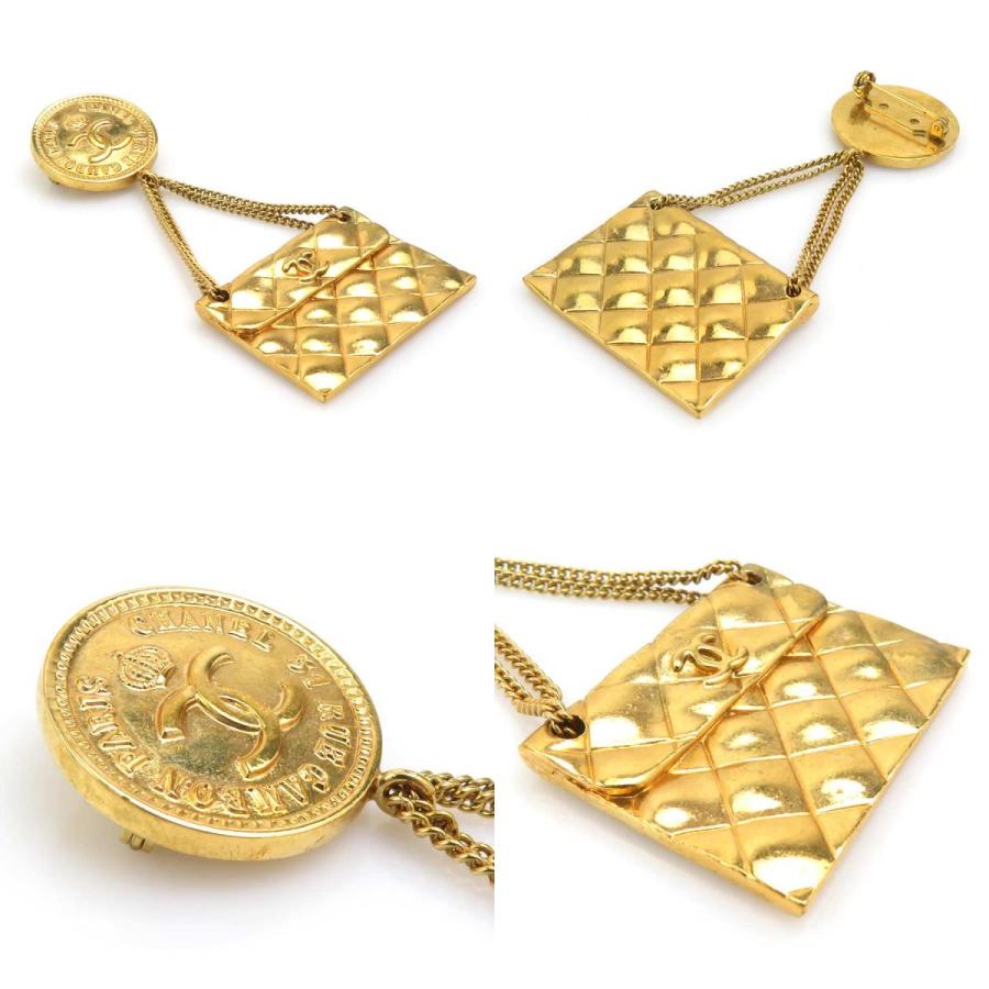 CHANEL シャネル マトラッセ　ココマーク ブローチ ゴールド メタル シャネル CHANEL ココマーク マトラッセ ブローチ ヴィンテージ