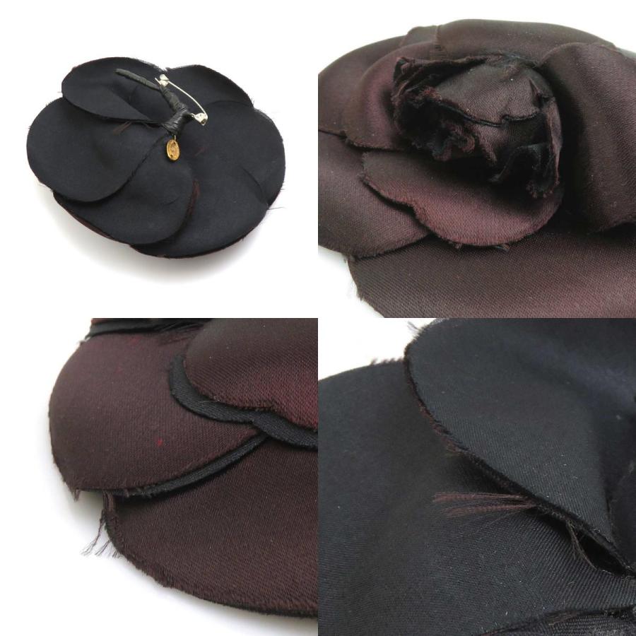 CHANEL カメリア コサージュ ブローチ シャネル ベロア ブラウン CHANEL（シャネル） ブローチ カメリア サテン ダークブラウン