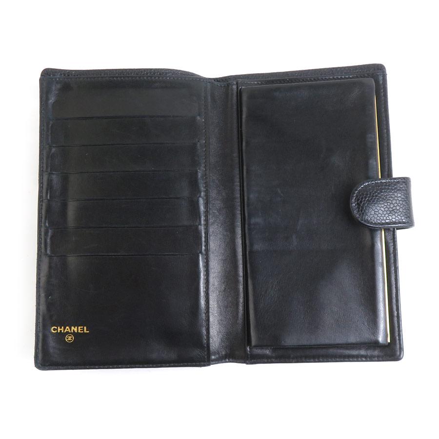 CHANEL（シャネル） 二つ折り財布 キャビアスキンレザー ブラック