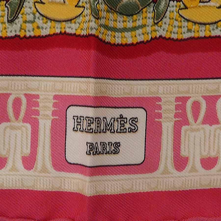 エルメス HERMES スカーフ プチカレ TUTANKHAMUN シルク ピンク/マルチカラー