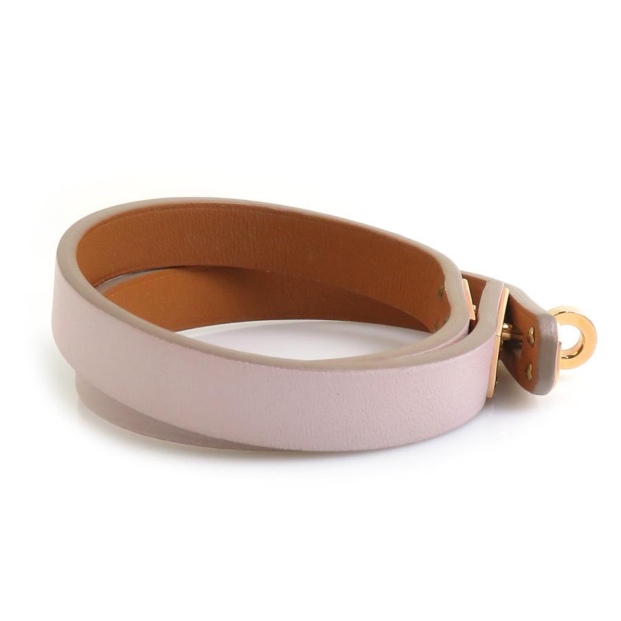 エルメス HERMES ブレスレット ミニケリー ドゥブルトゥール レザー/メタル モーヴピンク/ピンクゴールド_1