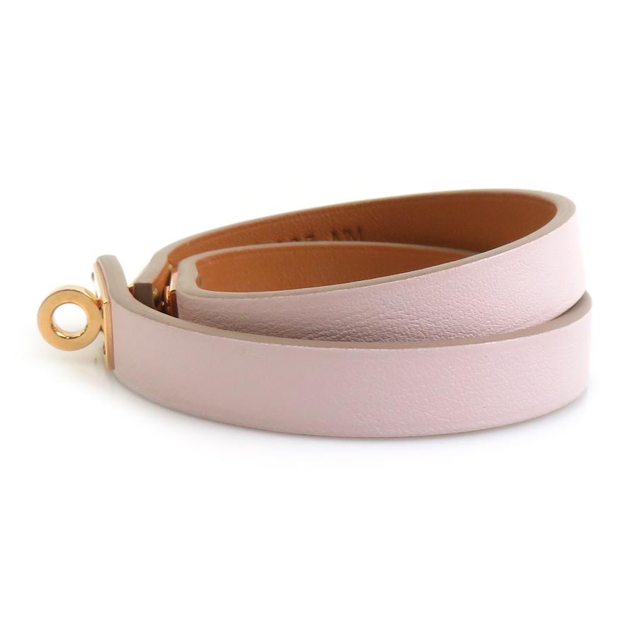 エルメス HERMES ブレスレット ミニケリー ドゥブルトゥール レザー/メタル モーヴピンク/ピンクゴールド_3