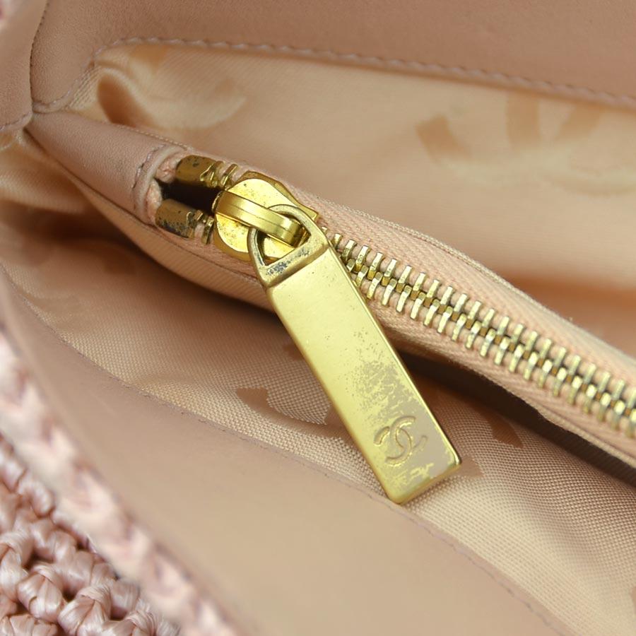 シャネル CHANEL ショルダーバッグ トートバッグ ラフィア/レザー ピンクベージュ_10