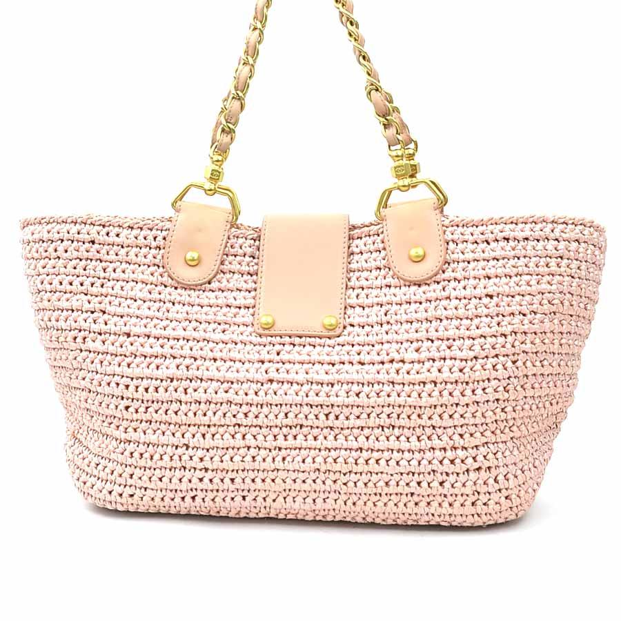 シャネル CHANEL ショルダーバッグ トートバッグ ラフィア/レザー ピンクベージュ_2