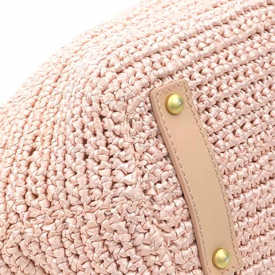 シャネル CHANEL ショルダーバッグ トートバッグ ラフィア/レザー ピンクベージュ_5