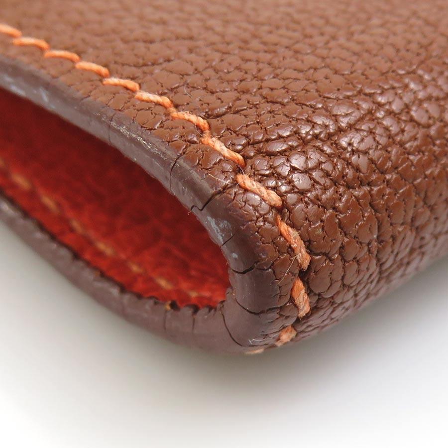 エルメス HERMES 手帳カバー レザー ブラウン/オレンジ シルバー ユニ