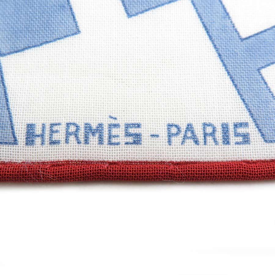 HERMES（エルメス） スカーフ プチカレ コットン ホワイト/ブルー