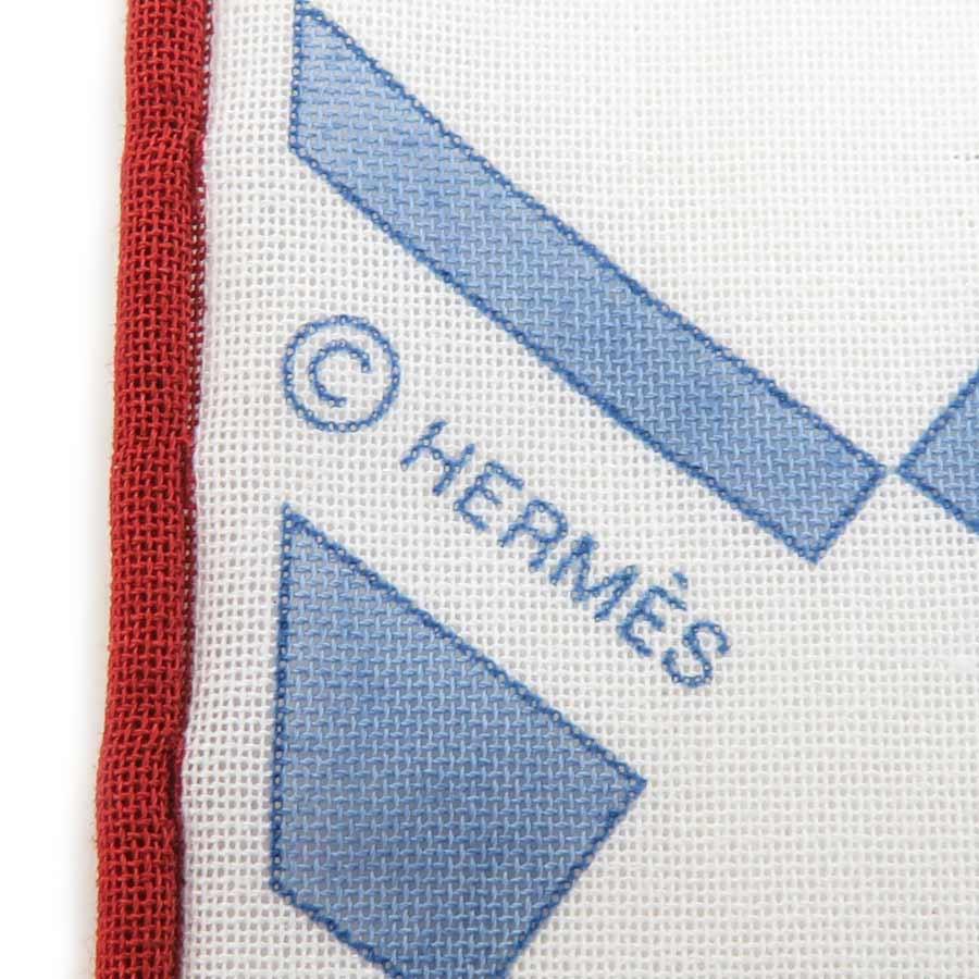 HERMES（エルメス） スカーフ プチカレ コットン ホワイト/ブルー