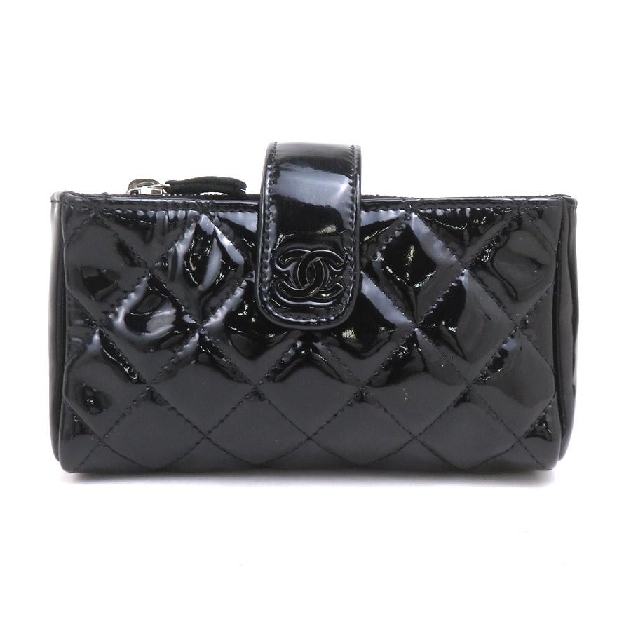 CHANEL パテントレザー エナメルポーチ BLACK CHANEL（シャネル） ポーチ パテントレザー ブラック : ブランド